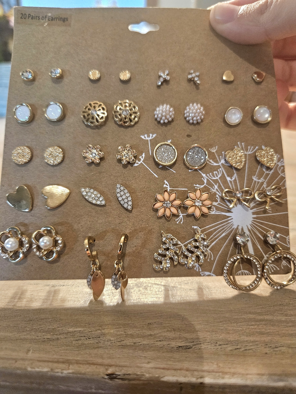 Cracker Barrel Gold-Tone Mixed 20-Pair Earring Set with Peach Flower Accents